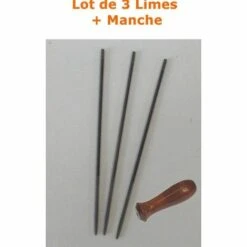 VALLORBE LIME48 - Lot De 3 Limes 4,8mm Pour Affutage De Chaine De Tronconneuse + Manche