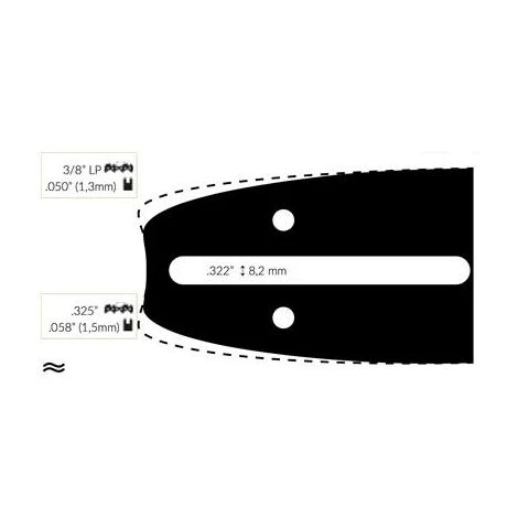 ADAPTABLE Guide Chaine Tronçonneuse Homelite 35cm 3/8 Lp .050 (1,3mm). 3 ADAPTABLE Guide Chaine Tronçonneuse Homelite 35cm 3/8 Lp .050 (1,3mm).