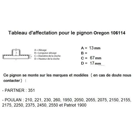 JARDIAFFAIRES Pignon Oregon 106114 3/8LP 6 Dents Pour Partner Ou Poulan 4 JARDIAFFAIRES Pignon Oregon 106114 3/8LP 6 Dents Pour Partner Ou Poulan – Image 2