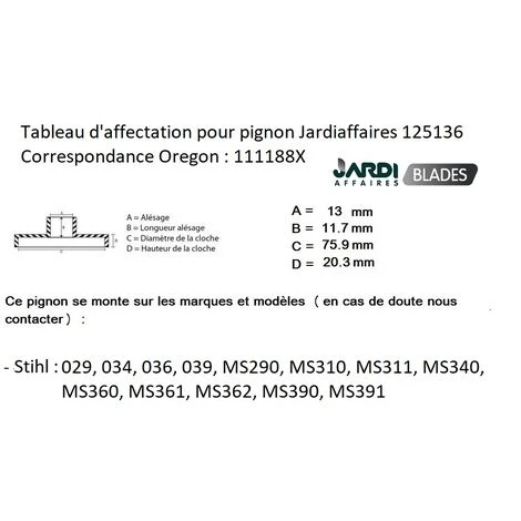 JARDIAFFAIRES Pignon Pour Tronçonneuse Stihl 7 Dents 325 Correspondance Oregon 111188X 4 JARDIAFFAIRES Pignon Pour Tronçonneuse Stihl 7 Dents 325 Correspondance Oregon 111188X – Image 2