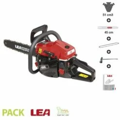 Tronçonneuse Thermique 50,8 Cm3 Guide 45 Cm Anti Vibration LEA LE32508-45A - Rouge