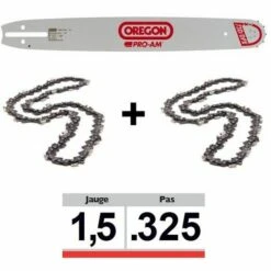 Pack 1 Guide + 2 Chaînes Tronçonneuse Oregon 325 058 | 33cm