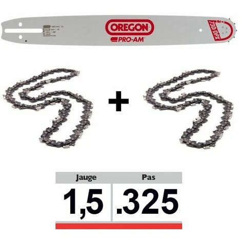 Pack 1 Guide + 2 Chaînes Tronçonneuse Oregon 325 058 | 33cm 3 Pack 1 Guide + 2 Chaînes Tronçonneuse Oregon 325 058 | 33cm