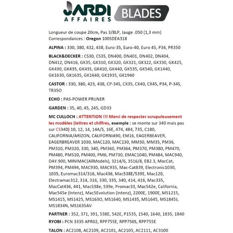 JARDIAFFAIRES Guide Tronçonneuse 25cm Pas 3/8LP, Jauge 050 Remplace Oregon 100SDEA318 4 JARDIAFFAIRES Guide Tronçonneuse 25cm Pas 3/8LP, Jauge 050 Remplace Oregon 100SDEA318 – Image 2