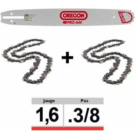 Pack 1 Guide + 2 Chaînes Tronçonneuse Oregon SFHD025 3/8 063 | 38cm 3 Pack 1 Guide + 2 Chaînes Tronçonneuse Oregon SFHD025 3/8 063 | 38cm