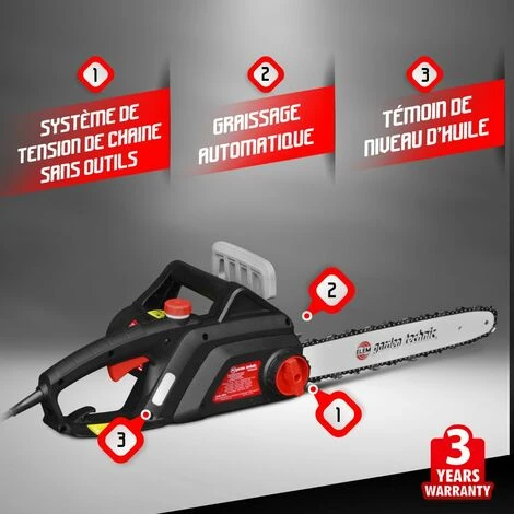 ELEM GARDEN TECHNIC Tronçonneuse électrique 2000W - Guide 40cm 4 ELEM GARDEN TECHNIC Tronçonneuse électrique 2000W - Guide 40cm – Image 2