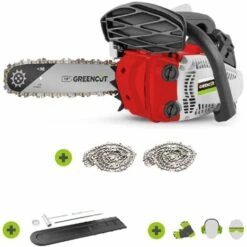 Tronçonneuse à Essence 28cc 1,7hp, Moteur 2 Temps, Guide De 10", Pour L'élagage, Coupe 25,4cm, Guidon Et Harnais Ergonomiques - Greencut GS280X-10