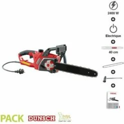 Tronçonneuse électrique 2400W Guide Oregon 40cm Tension Automatique Dunsch DU30240-40ATF - Rouge