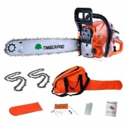 TIMBERPRO Tronçonneuse Thermique 62 Cm3, Guide 50 Cm, 2 Chaines + Housse De Transport