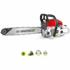 Tronçonneuse 62cc 3,8cv Moteur à Essence 2 Temps, épée De 20 Pouces, 76 Dents, Guidon Ergonomique - Greencut GS620X