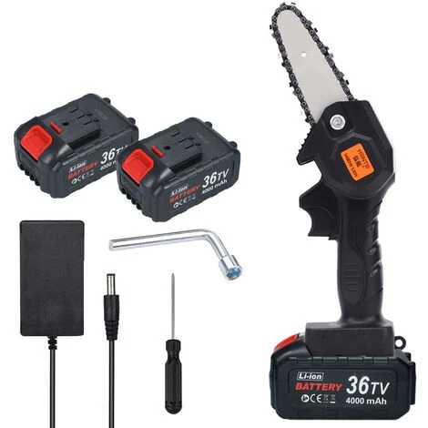HAPPYSHOPPING Mini Tronçonneuse De 4 Pouces, Petite Scie Abois, Scie Forestiere De Jardin, Norme Europeenne Noire, 4000 Mah Avec Deux Batteries Et Un Chargeur - 4000 Mah Avec Deux Batteries Et Un Chargeur 3 HAPPYSHOPPING Mini Tronçonneuse De 4 Pouces, Petite Scie Abois, Scie Forestiere De Jardin, Norme Europeenne Noire, 4000 Mah Avec Deux Batteries Et Un Chargeur - 4000 Mah Avec Deux Batteries Et Un Chargeur