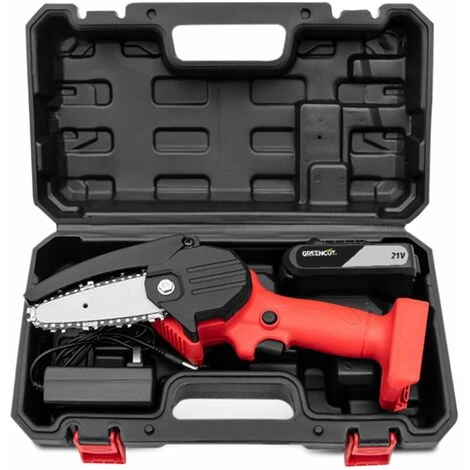 Mini Tronçonneuse Sans Fil Rechargeable, Lame 4", Longueur De Coupe 10cm, élagage Des Branches, 1kg, 1 Batterie + 1 Chargeur Inclus - Greencut GSM210L 4 Mini Tronçonneuse Sans Fil Rechargeable, Lame 4", Longueur De Coupe 10cm, élagage Des Branches, 1kg, 1 Batterie + 1 Chargeur Inclus - Greencut GSM210L – Image 2