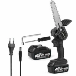 Kkmoon 6 Pouces 48Vf Scies D'élagage électriques à Vitesse Infiniment Variable, Rechargeables, Tronçonneuse à Brosse Pour Fendre Le Bois, Outil De Travail Du Bois