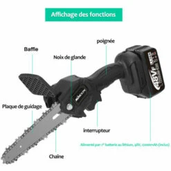 Kkmoon 6 Pouces 48Vf Scies D'élagage électriques à Vitesse Infiniment Variable, Rechargeables, Tronçonneuse à Brosse Pour Fendre Le Bois, Outil De Travail Du Bois -TronçOnneuse Et Accessoire Sales 31443170 3