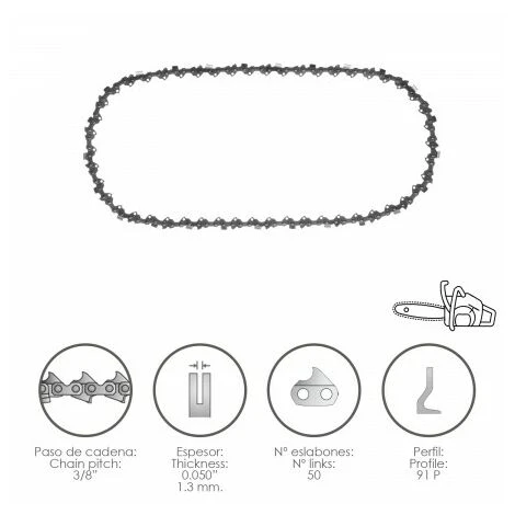 PAPILLON Catena Motosega 3/8" / 0.050" 1.3 Mm. / 50 Maglie / 91 P 3 PAPILLON Catena Motosega 3/8" / 0.050" 1.3 Mm. / 50 Maglie / 91 P