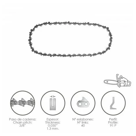 PAPILLON Catena Motosega 3/8" / 0.050" 1.3 Mm. / 40 Maglie / 91 P 3 PAPILLON Catena Motosega 3/8" / 0.050" 1.3 Mm. / 40 Maglie / 91 P