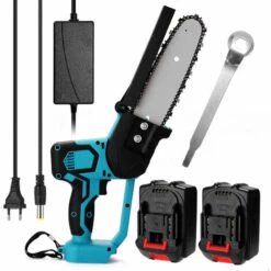HAPPYSHOPPING 21V Mini Scie A Chaine Electrique Sans Fil Scie A Main Domestique Pour L'exploitation Forestiere Et La Coupe D'arbres Scie Electrique Au Lithium Portable Deux Electricite Un Chargeur Norme Europeenne 220V
