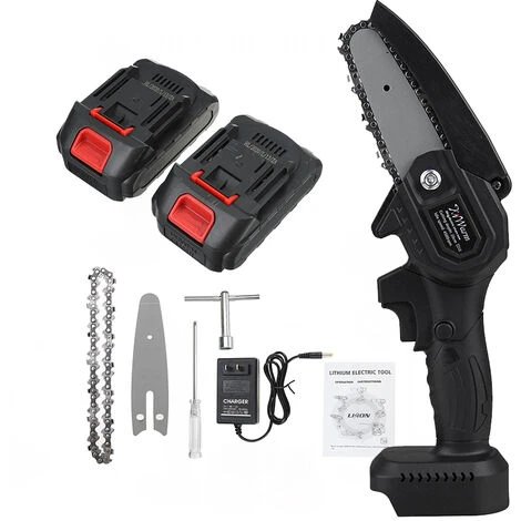 ZEBRAA Mini Scie à Chaine Sans Fil électrique 88V 4" 3500MAH (Noir, Avec 2Pcs Batterie) 3 ZEBRAA Mini Scie à Chaine Sans Fil électrique 88V 4" 3500MAH (Noir, Avec 2Pcs Batterie)