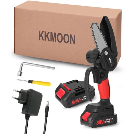 Kkmoon 21V De Portable Electrique Elagage-Scie 88Vf Petit Bois Spliting Chainsaw Pinceau Moteur A Une Main D'Outils Pour Le Travail Du Bois De Jardin Orchard, Rouge, Prise Eu, 2 Petites Piles 3 Kkmoon 21V De Portable Electrique Elagage-Scie 88Vf Petit Bois Spliting Chainsaw Pinceau Moteur A Une Main D'Outils Pour Le Travail Du Bois De Jardin Orchard, Rouge, Prise Eu, 2 Petites Piles