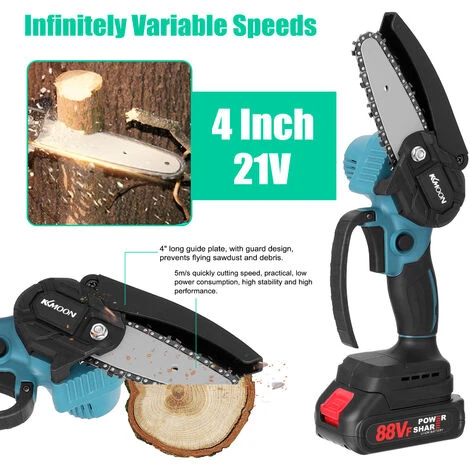 Kkmoon 21V De Portable Electrique Elagage-Scie 88Vf Petit Bois Spliting Chainsaw Pinceau Moteur A Une Main D'Outils Pour Le Travail Du Bois De Jardin Orchard, Rouge, Prise Eu, 2 Petites Piles 5 Kkmoon 21V De Portable Electrique Elagage-Scie 88Vf Petit Bois Spliting Chainsaw Pinceau Moteur A Une Main D'Outils Pour Le Travail Du Bois De Jardin Orchard, Rouge, Prise Eu, 2 Petites Piles – Image 3