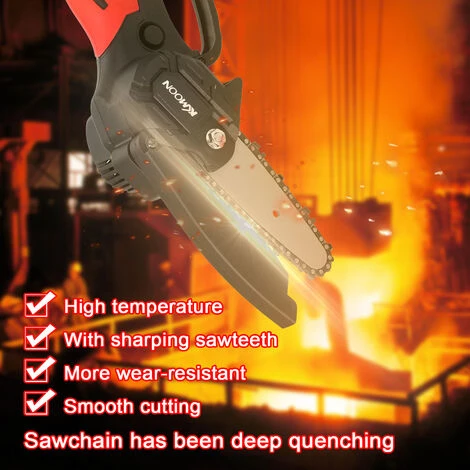 Kkmoon 21V De Portable Electrique Elagage-Scie 88Vf Petit Bois Spliting Chainsaw Pinceau Moteur A Une Main D'Outils Pour Le Travail Du Bois De Jardin Orchard, Rouge, Prise Eu, 2 Petites Piles 6 Kkmoon 21V De Portable Electrique Elagage-Scie 88Vf Petit Bois Spliting Chainsaw Pinceau Moteur A Une Main D'Outils Pour Le Travail Du Bois De Jardin Orchard, Rouge, Prise Eu, 2 Petites Piles – Image 4