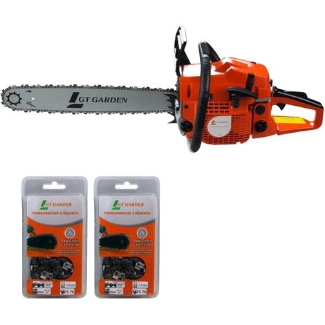 GT GARDEN Tronçonneuse Thermique 58 Cm3, 3.5 CV, Guide 50 Cm, 2 Chaînes 2 GT GARDEN Tronçonneuse Thermique 58 Cm3, 3.5 CV, Guide 50 Cm, 2 Chaînes