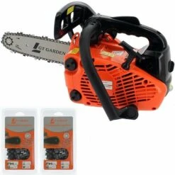 GT GARDEN Tronçonneuse élagueuse Thermique 25 Cm3, 1.2 CV, Guide 26 Cm, 2 Chaînes
