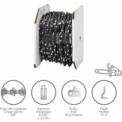 PAPILLON Chaîne De Tronçonneuse 3/8 "/ 0,050" 1,3 Mm. / 91 P / Rouleau 30,5 Mètres. AFT 08062530