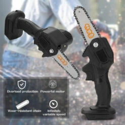 ZEBRAA 550W 24V Scie à Chaine électrique Sans Fil 4Inch Portable Avec 2 Batteries -TronçOnneuse Et Accessoire Sales 35416519 4