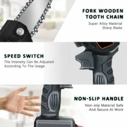 GISAM Tronçonneuse à Batterie 21V 2 Batterie Portable Scie Électrique Jardin Logging 4PCS Chaîne Supplémentaire - Noir -TronçOnneuse Et Accessoire Sales 36860789 3