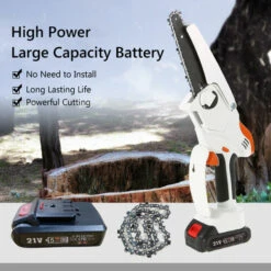 ASUPERMALL Mini Tronconneuse 15.24Cm Mini Tronconneuse Sans Fil Tronconneuse A Batterie 2,7 Lb. Scie A Chaine Portative Legere Avec 2 Chaines De Rechange Scie A Chaine Electrique Sans Fil Et 2 Batteries -TronçOnneuse Et Accessoire Sales 37096336 5