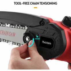HAPPYSHOPPING Yuclam Mini Tronçonneuse A Main Sans Fil Tronçonneuse 6 Pouces 21V Tronçonneuse Electrique Tronçonneuse A Une Main Avec Protection Anti-eclaboussures Verrou De Securite Pour Le Jardinage D'arbres De Coupe De Bois Coupe Buisson, Modele: Prise UE -TronçOnneuse Et Accessoire Sales 42723643 3