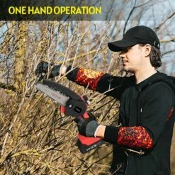 HAPPYSHOPPING Yuclam Mini Tronçonneuse A Main Sans Fil Tronçonneuse 6 Pouces 21V Tronçonneuse Electrique Tronçonneuse A Une Main Avec Protection Anti-eclaboussures Verrou De Securite Pour Le Jardinage D'arbres De Coupe De Bois Coupe Buisson, Modele: Prise UE -TronçOnneuse Et Accessoire Sales 42723643 4