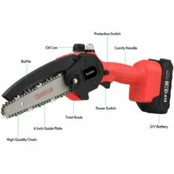 HAPPYSHOPPING Yuclam Mini Tronçonneuse A Main Sans Fil Tronçonneuse 6 Pouces 21V Tronçonneuse Electrique Tronçonneuse A Une Main Avec Protection Anti-eclaboussures Verrou De Securite Pour Le Jardinage D'arbres De Coupe De Bois Coupe Buisson, Modele: Prise UE -TronçOnneuse Et Accessoire Sales 42723643 5