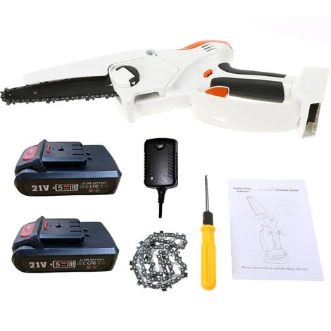 HAPPYSHOP Mini Tronçonneuse 6 Pouces Mini Tronçonneuse Sans Fil Tronçonneuse A Batterie 2,7 Lb. Scie A Chaine Portative Legere Avec 2 Chaines De Rechange Scie A Chaine Electrique Sans Fil Et 2 Batteries, Modele : Norme Europeenne FS-001 Blanc 3 HAPPYSHOP Mini Tronçonneuse 6 Pouces Mini Tronçonneuse Sans Fil Tronçonneuse A Batterie 2,7 Lb. Scie A Chaine Portative Legere Avec 2 Chaines De Rechange Scie A Chaine Electrique Sans Fil Et 2 Batteries, Modele : Norme Europeenne FS-001 Blanc