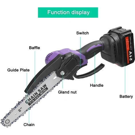 HAPPYSHOPPING Scie D'elagage Electrique Portable 21V 8 Pouces Petite Tronçonneuse A Bois A Moteur Sans Brosse Outil De Travail Du Bois A Une Main Pour Verger De Jardin, Modele : Deux Puissances Et Une Charge 5 HAPPYSHOPPING Scie D'elagage Electrique Portable 21V 8 Pouces Petite Tronçonneuse A Bois A Moteur Sans Brosse Outil De Travail Du Bois A Une Main Pour Verger De Jardin, Modele : Deux Puissances Et Une Charge – Image 3