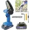 DAY PLUS Mini-tronçonneuse Avec Batterie 4 Pouces Petite Tronçonneuse à La Scie à Tronçonneuse à La Chaîne à La Ligne Unique Avec 1 Piles Et 1 Chaînes, Serrure De Sécurité, Tronçonneuse électrique Adaptée à L'horticulture / Arbres / En Bois De Jardin