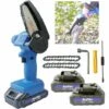 DAY PLUS Avec 2 Piles Mini-tronçonneuse Avec Batterie 4 Pouces Petite Tronçonneuse à La Scie à Tronçonneuse à La Chaîne à La LED à Deux Batteries Et 2 Chaînes, Serrure De Sécurité, Tronçonneuse électrique Adaptée à L'horticulture / Arbres / En Bois De Jardin -TronçOnneuse Et Accessoire Sales 43458826 1