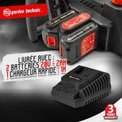 ELEM GARDEN TECHNIC Tronçonneuse Rechargeable 40V (2x20V) - Guide Et Chaîne Oregon - Livrée Avec 2 Batteries Et Chargeur -TronçOnneuse Et Accessoire Sales 46301064 4