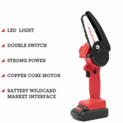 SUPERSELLER Tronçonneuse à Batterie Mini Scie à Chaîne électrique Sans Fil, Scie à Chaîne à Batterie Au Lithium, Scie électrique, Scie à Bois, Petite Scie à Bois, Scie à Bois De Jardin, Rouge -TronçOnneuse Et Accessoire Sales 47158489 5