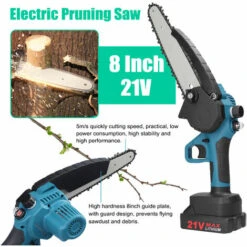 ASUPERMALL 21V 8Inch Scies D'élagage électriques Portables Petite Tronçonneuse à Fendre Le Bois, Outil De Travail Du Bois Pour Le Jardin -TronçOnneuse Et Accessoire Sales 47309726 4