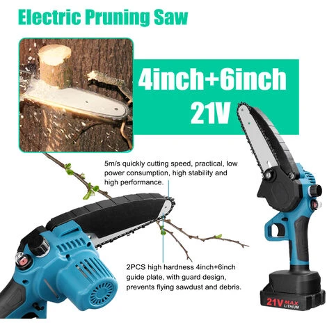 HAPPYSHOPPING Guide De 4 "+ 6" Mini Scie à Chaîne électrique Rechargeable Domestique Scie électrique Au Lithium Portable à Deux Puissances Une Charge, Moteur Brossé, Emballage En Carton, Norme Européenne 220 V 6 HAPPYSHOPPING Guide De 4 "+ 6" Mini Scie à Chaîne électrique Rechargeable Domestique Scie électrique Au Lithium Portable à Deux Puissances Une Charge, Moteur Brossé, Emballage En Carton, Norme Européenne 220 V – Image 4