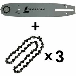 GT GARDEN Guide 10 Pouces (26 Cm) Avec Lot De 3 Chaînes 40 Maillons Pour Tronçonneuse élagueuse 25 Cm3