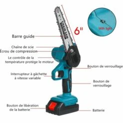 GISAM 6 Pouces 21V 2 Battery 2PCS Chaîne 850W 1800rpm Tronçonneuse à Batterie - Bleu -TronçOnneuse Et Accessoire Sales 51179714 5