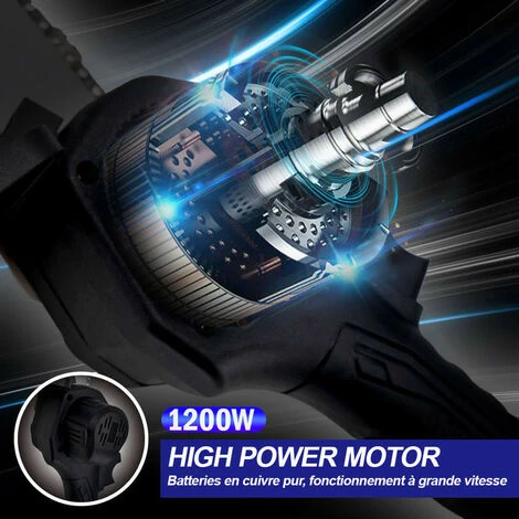 Scie à Chaîne électroportative 1200W Mini Tronçonneuse électrique Onevan - 6 Pouces Sans Fil Pour Makita - Vitesse Réglable Pour La Coupe Du Bois - Bleu Avec 2 Batteries 2 Chaînes 5 Scie à Chaîne électroportative 1200W Mini Tronçonneuse électrique Onevan - 6 Pouces Sans Fil Pour Makita - Vitesse Réglable Pour La Coupe Du Bois - Bleu Avec 2 Batteries 2 Chaînes – Image 3