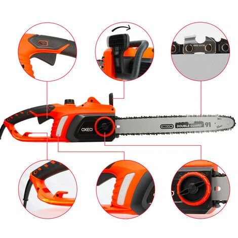 OXEO Tronçonneuse Électrique 230V - 2200 W - Auto-Affûtage - Guide De 50 Cm - Système Anti-rebond De La Chaîne 6 OXEO Tronçonneuse Électrique 230V - 2200 W - Auto-Affûtage - Guide De 50 Cm - Système Anti-rebond De La Chaîne – Image 4