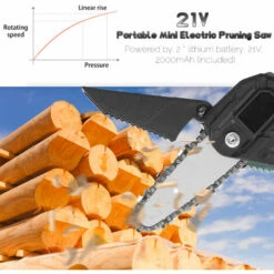 LIFCAUSAL Mini Scie D'élagage électrique Portable 21 V Deux Batteries Rechargeables Petite Tronçonneuse à Fendre Le Bois Outil De Travail Du Bois à Une Main Pour Jardin Verger Branche Clip -TronçOnneuse Et Accessoire Sales 51423973 5