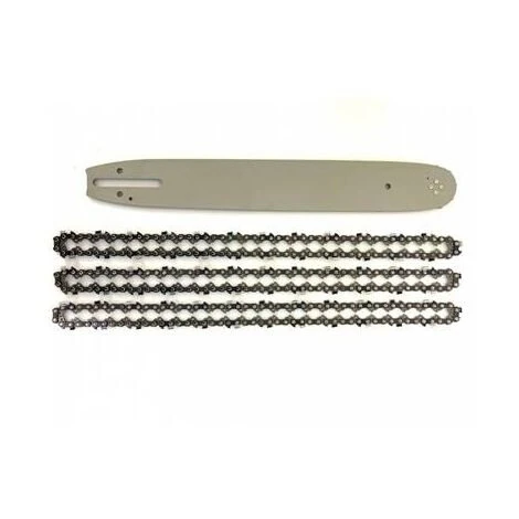 ADAPTABLE Guide De 45cm + 3 Chaînes De Tronçonneuse - 72 Entraineurs - Pas 325 - Jauge 0.58 (1.5mm) 3 ADAPTABLE Guide De 45cm + 3 Chaînes De Tronçonneuse - 72 Entraineurs - Pas 325 - Jauge 0.58 (1.5mm)