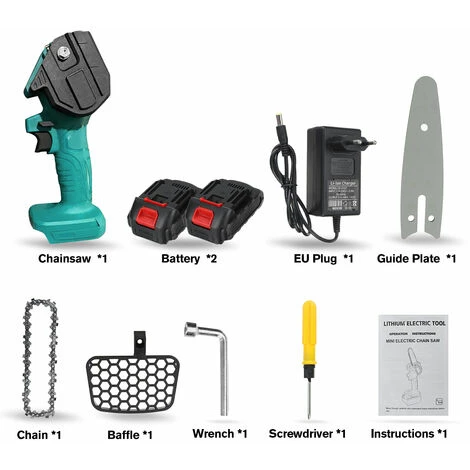JMAX 18V Scie à Chaine Tronconneuse à Batterie 4 Pouces Guide Portable électrique Sans Fil Avec 2x Batterie 2500mah 7 JMAX 18V Scie à Chaine Tronconneuse à Batterie 4 Pouces Guide Portable électrique Sans Fil Avec 2x Batterie 2500mah – Image 5
