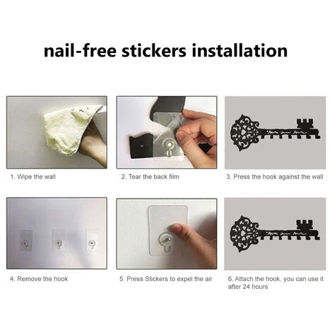 LIFCAUSAL Cintre En Métal Avec 7 Crochets Crochet Mural En Forme De Clé Crochet De Stockage De Perçage Sans Clous Crochets De Serviette De Cuisine Antirouille Porte D'entrée Décoration De La Maison 5 LIFCAUSAL Cintre En Métal Avec 7 Crochets Crochet Mural En Forme De Clé Crochet De Stockage De Perçage Sans Clous Crochets De Serviette De Cuisine Antirouille Porte D'entrée Décoration De La Maison – Image 3